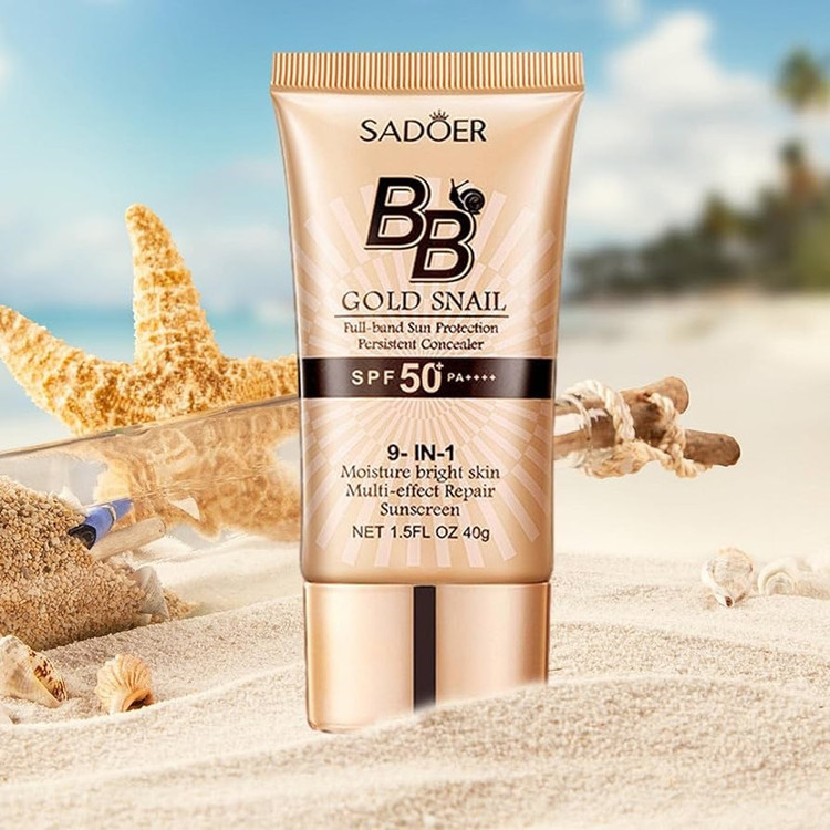کرم ضدآفتاب رنگی سادور SPF 50 مدل حلزون محافظ UVA و ++++PA آبرسان مناسب انواع پوست حجم 40 میلی لیتر