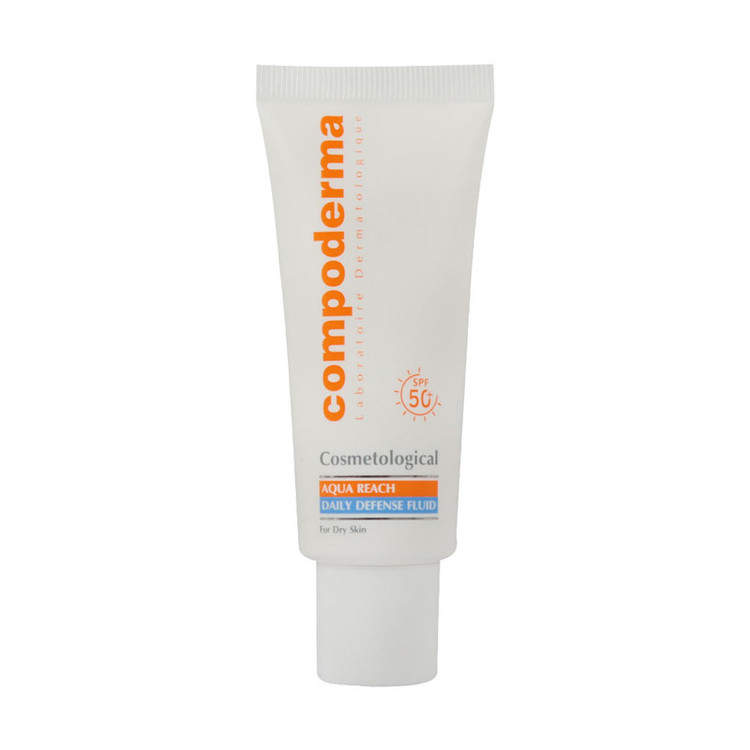 کرم ضد آفتاب بدون رنگ کامپودرما SPF 50 مدل آکوا ریچ مناسب پوستهای خشک حجم 50 میلیلیتر