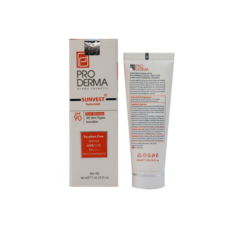کرم ضدآفتاب و ضدچروک پرودرما مدل SPF90، حجم 40 میلیلیتر