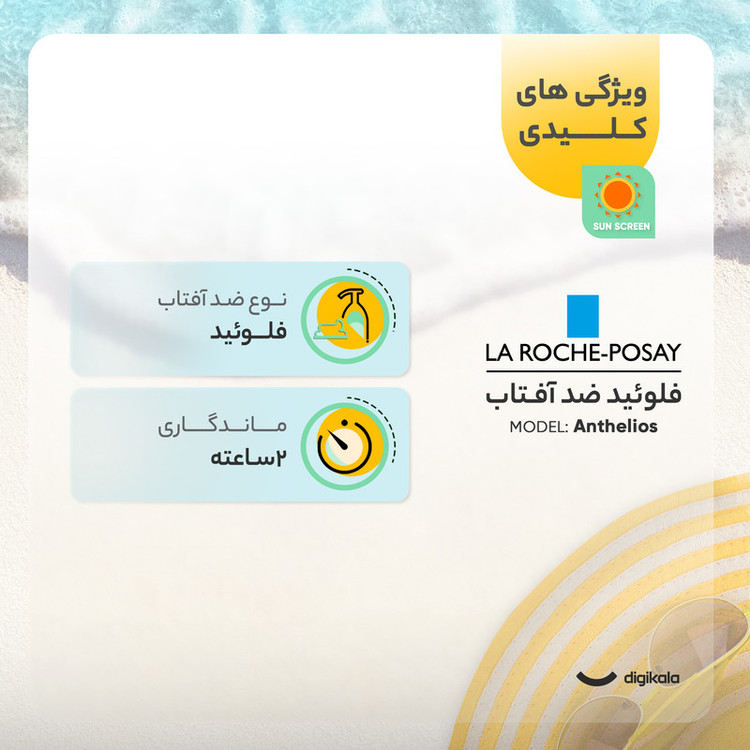 فلویید ضد آفتاب بدون رنگ لاروش پوزای SPF30 مدل Anthelios محافظ UVA ،UVB، مناسب انواع پوست حجم 50 میلیلیتر