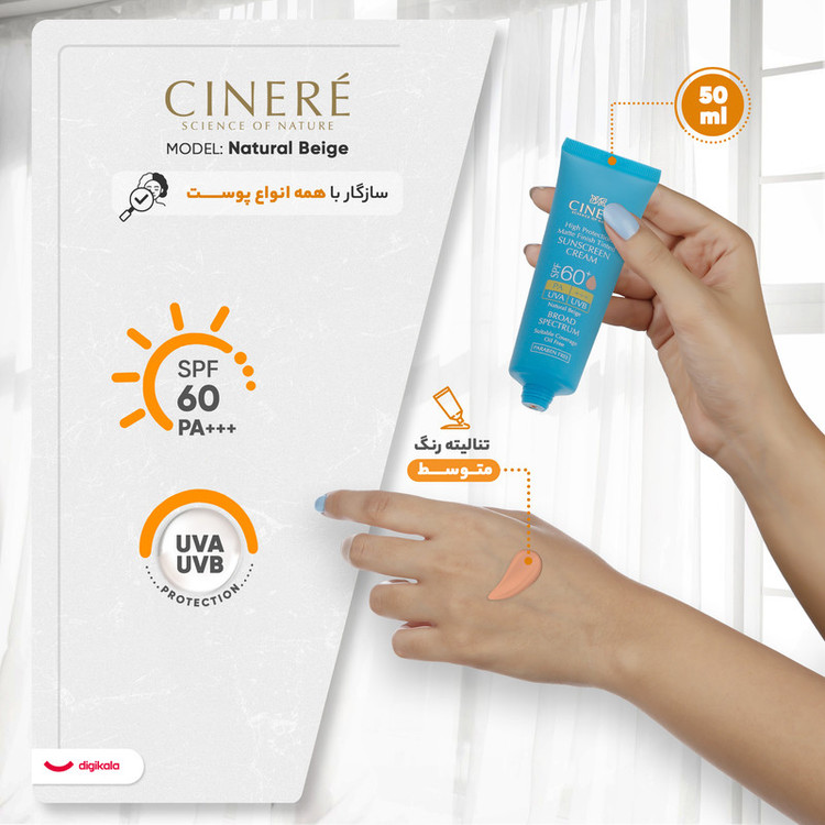 کرم ضدآفتاب نرمال سینره SPF60، حجم 50 میلیلیتر