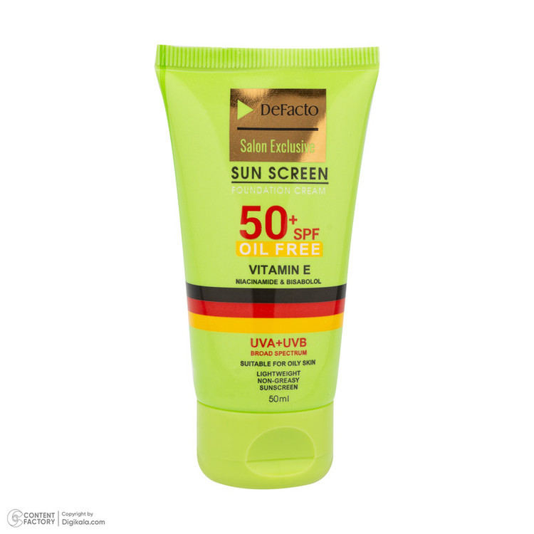 کرم ضد آفتاب رنگی صورت دیفکتو SPF 50 مدل 02 مناسب برای پوستهای چرب حجم 50 میلیلیتر