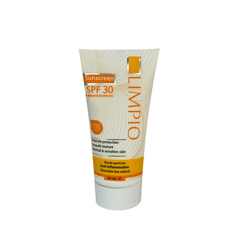کرم ضد آفتاب بدون رنگ لیمپیو SPF 30 مدل UVA UVB ‌مناسب پوست‌های معمولی حجم 50 میلی‌لیتر