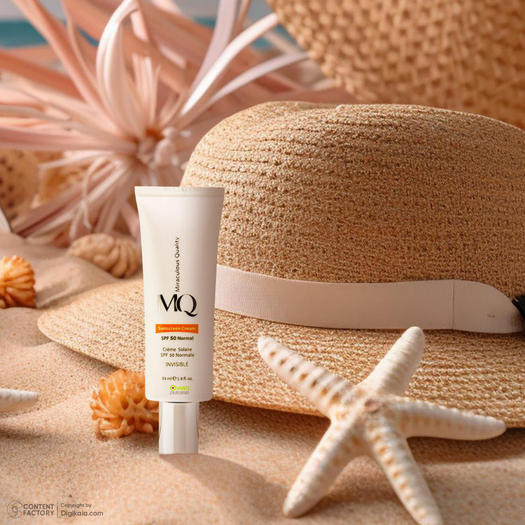 کرم ضدآفتاب بیرنگ ام کیو مدل SPF50، مناسب پوستهای معمولی، حجم 55 میلیلیتر