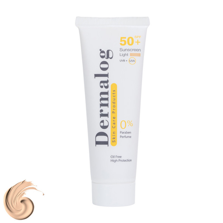 کرم ضد آفتاب رنگی صورت درمالوگ SPF 50 مدل 02 محافظ در برابر اشعه UVA مناسب برای پوست مختلط و چرب حجم 50 میلیلیتر