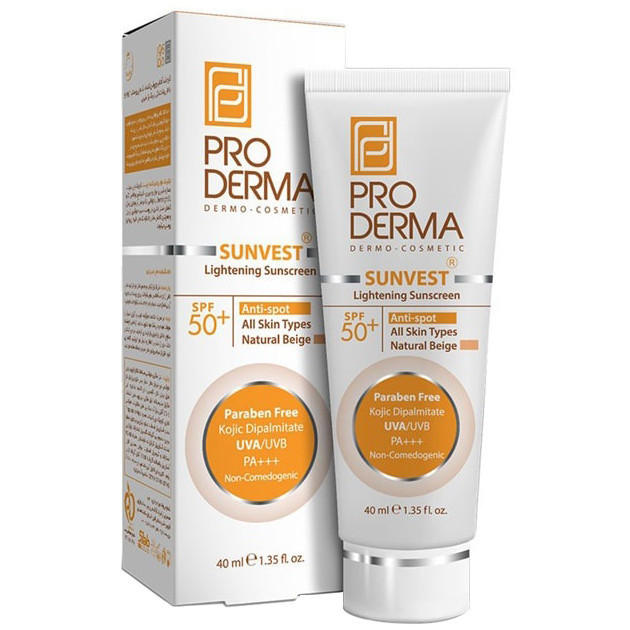 کرم ضد آفتاب رنگی پرودرما SPF 50 مدل NB50 محافظ UVA ،UVB و PA+++، ضد لک،مناسب انواع پوست حجم 40 میلیلیتر