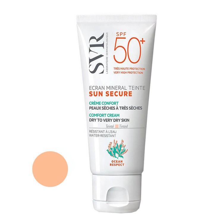 کرم ضد آفتاب رنگی اس وی آر SPF 50 مدل مینرال مناسب پوستهای خشک حجم 55 میلیلیتر