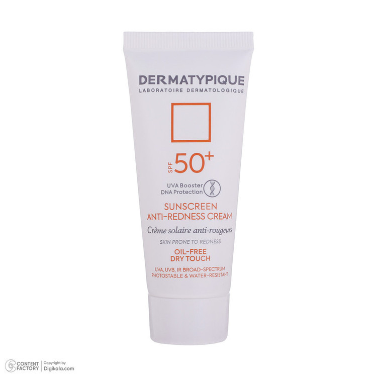کرم ضد آفتاب بدون رنگ درماتیپیک SPF50 مدل Anti_redness محافط UVB, UVA مناسب انواع پوست حجم 40 میلیلیتر
