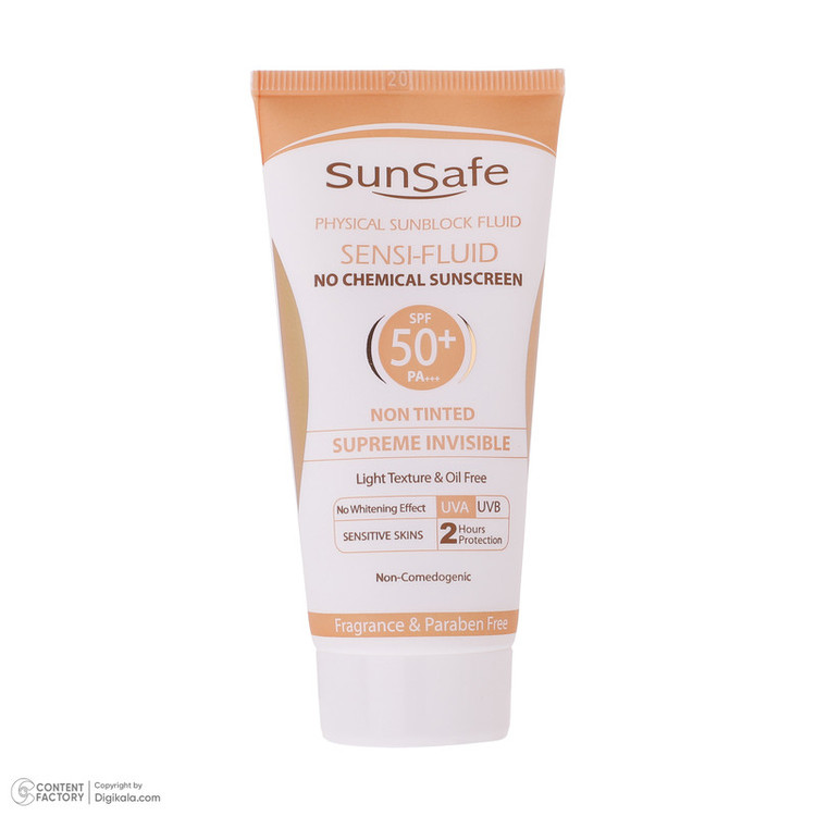 کرم ضد آفتاب بدون رنگ سان سیف SPF 50 مدل SENSI مناسب پوستهای حساس حجم 50 میلی لیتر