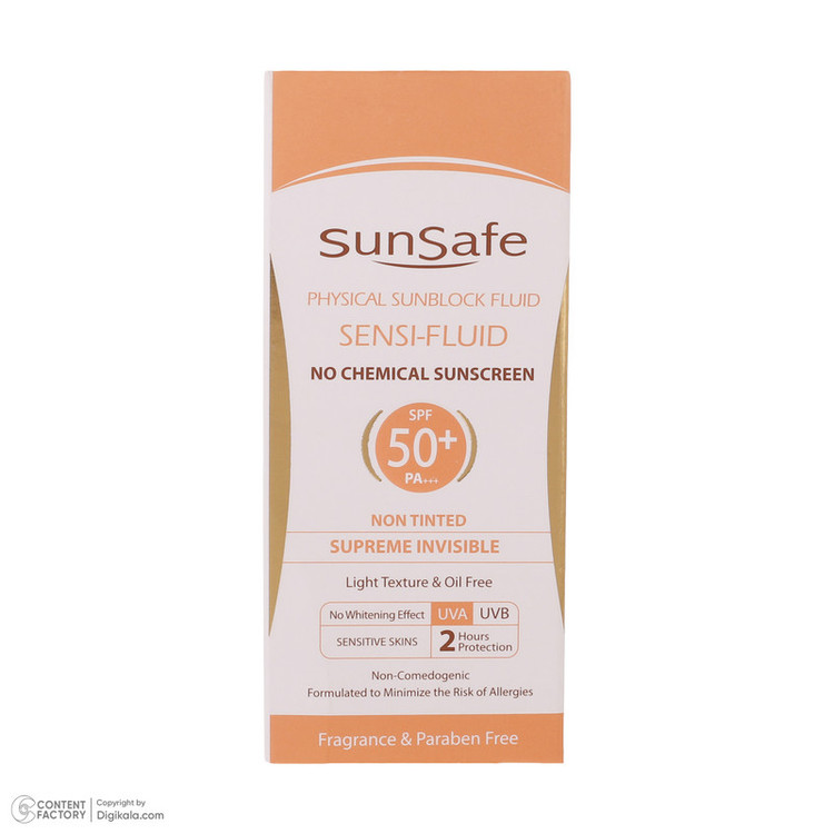 کرم ضد آفتاب بدون رنگ سان سیف SPF 50 مدل SENSI مناسب پوستهای حساس حجم 50 میلی لیتر