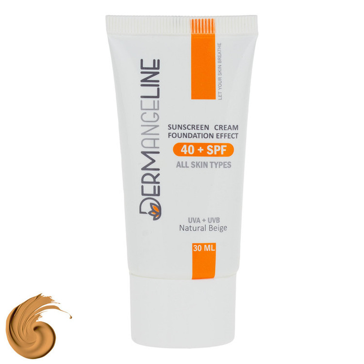 کرم ضد آفتاب رنگی صورت درمنجلین SPF 40 مدل NB-01 محافظ در برابر اشعه UVA و UVB مناسب برای انواع پوست حجم 30 میلیلیتر
