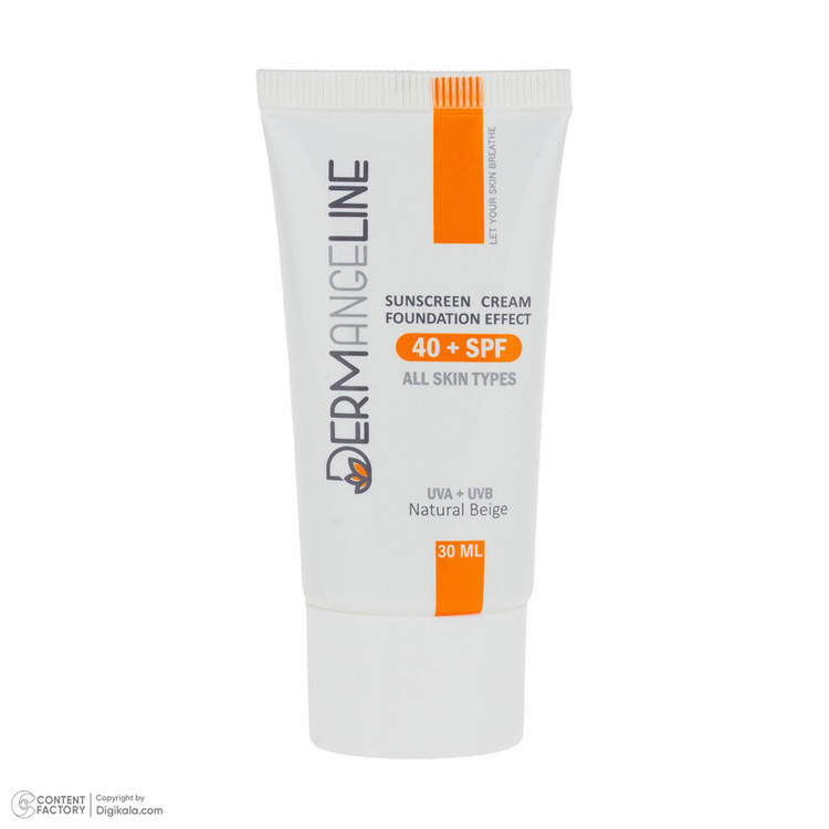 کرم ضد آفتاب رنگی صورت درمنجلین SPF 40 مدل NB-01 محافظ در برابر اشعه UVA و UVB مناسب برای انواع پوست حجم 30 میلیلیتر