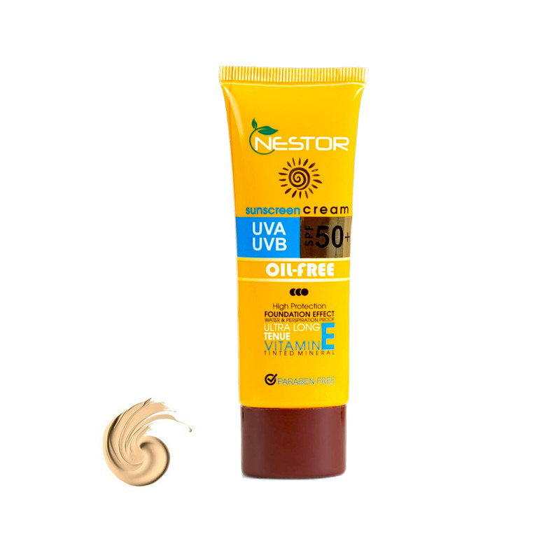 کرم ضد آفتاب رنگی نستور  SPF 50 مدل  1 OIL FREE  محافظ  UVB  و UVA و PA+++ مناسب برای انواع پوست چرب و مختلط حجم 50 میلی لیتر