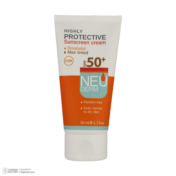 کرم ضد آفتاب رنگی نئودرم +SPF50 مدل Highly Protective مناسب پوست های انواع پوست حجم 50 میلی لیتر