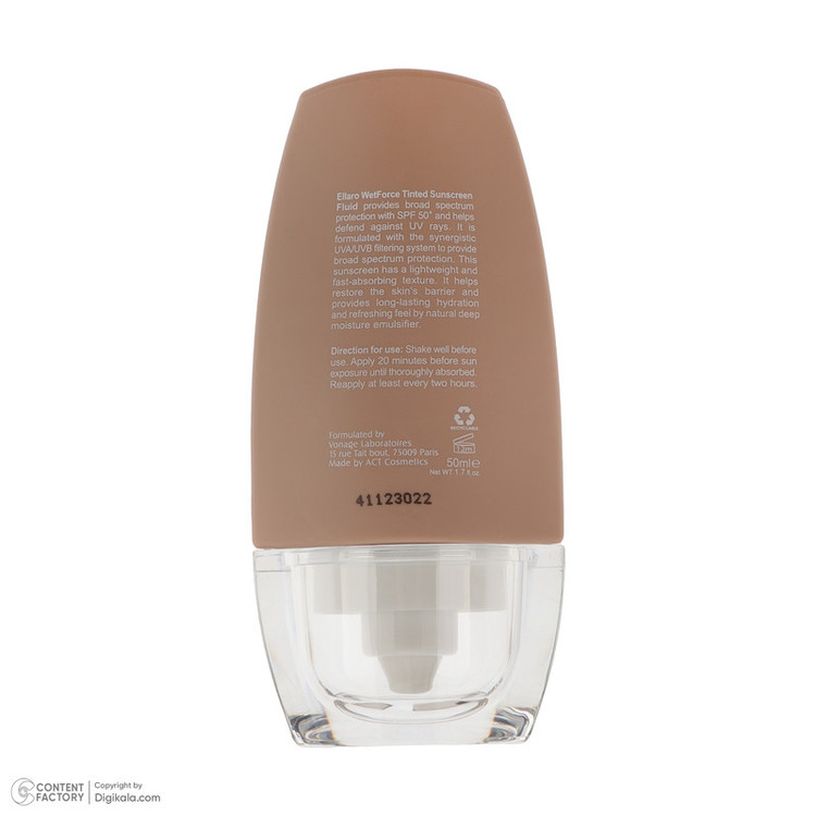 فلوئید ضد آفتاب رنگی صورت الارو SPF 50 مدل Wetforce محافظ در برابر اشعه UVA و UVB مناسب برای پوست چرب و مختلط حجم 50 میلیلیتر