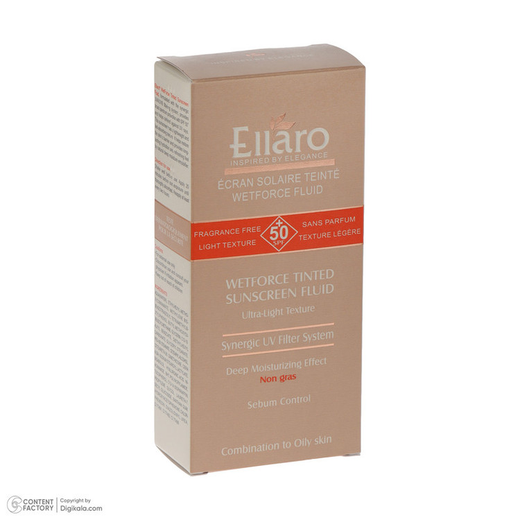 فلوئید ضد آفتاب رنگی صورت الارو SPF 50 مدل Wetforce محافظ در برابر اشعه UVA و UVB مناسب برای پوست چرب و مختلط حجم 50 میلیلیتر