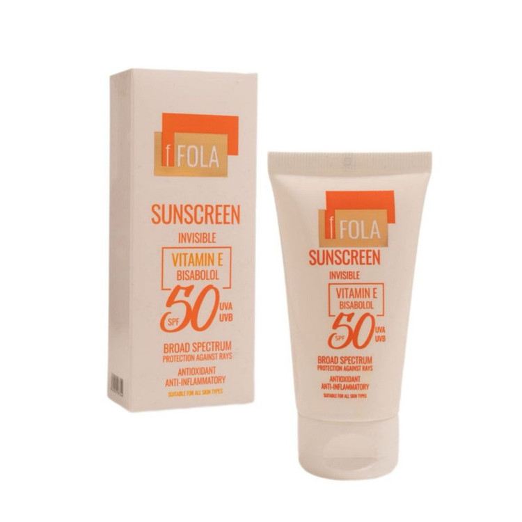 کرم ضد آفتاب بیرنگ صورت، بدن اِف فُلا SPF 50 مدل broad spectrum محافظ UVA ،UVB مناسب برای انواع پوست حجم 50 میلیلیتر