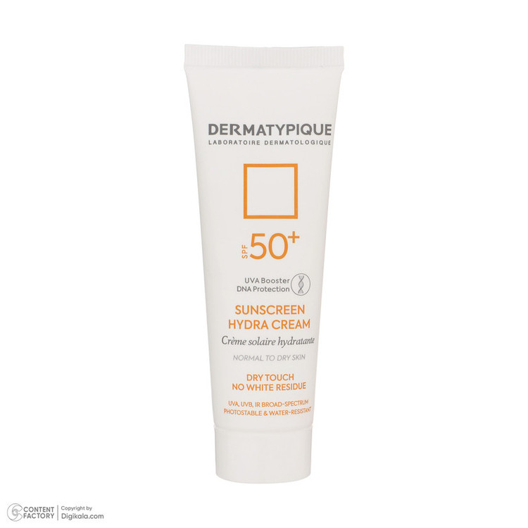 کرم ضدآفتاب بیرنگ درماتیپیک +SPF50 مدل هیدرا مناسب انواع پوست، حجم 50 میلیلیتر