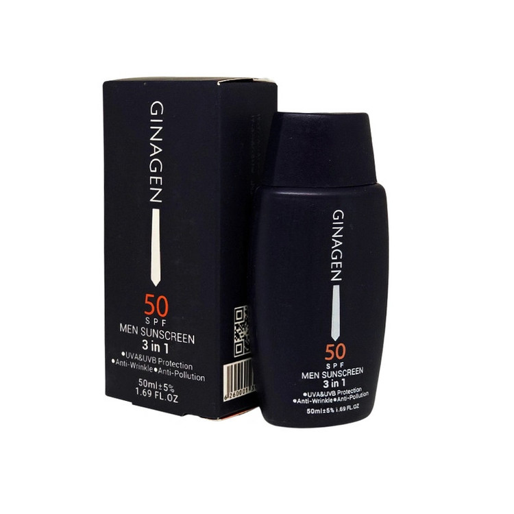 کرم ضد آفتاب بدون رنگ ژیناژن SPF 50 مدل 3in1 مناسب برای انواع پوست حجم 50 میلیلیتر