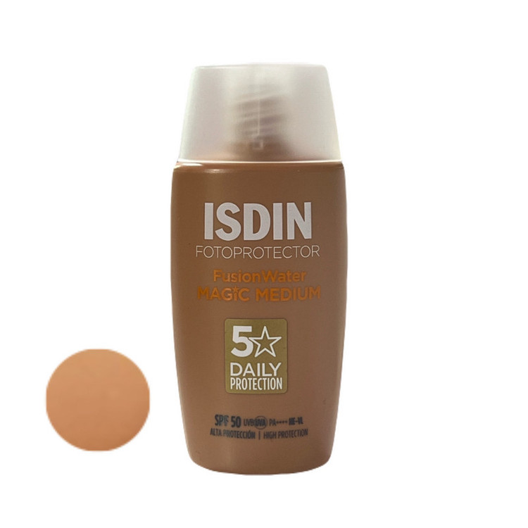 کرم ضد آفتاب رنگی ایزدین SPF 50 مدل medium_magic مناسب انواع پوست حجم 50 میلیلیتر