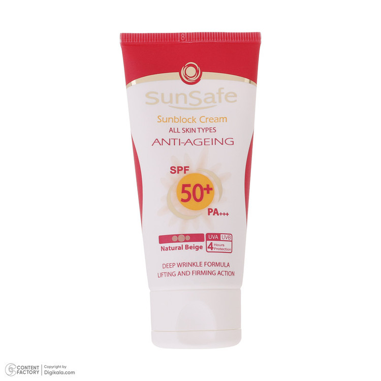 کرم ضد آفتاب رنگی سان سیف SPF 50 مدل ANTI-AGEING-02 مناسب انواع پوست حجم 50 میلی لیتر