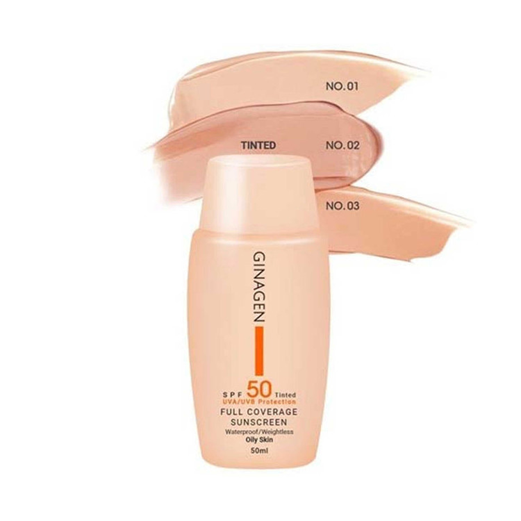 کرم ضد آفتاب رنگی ژیناژن SPF 50 مدل 03 مناسب پوستهای چرب حجم 50 میلیلیتر