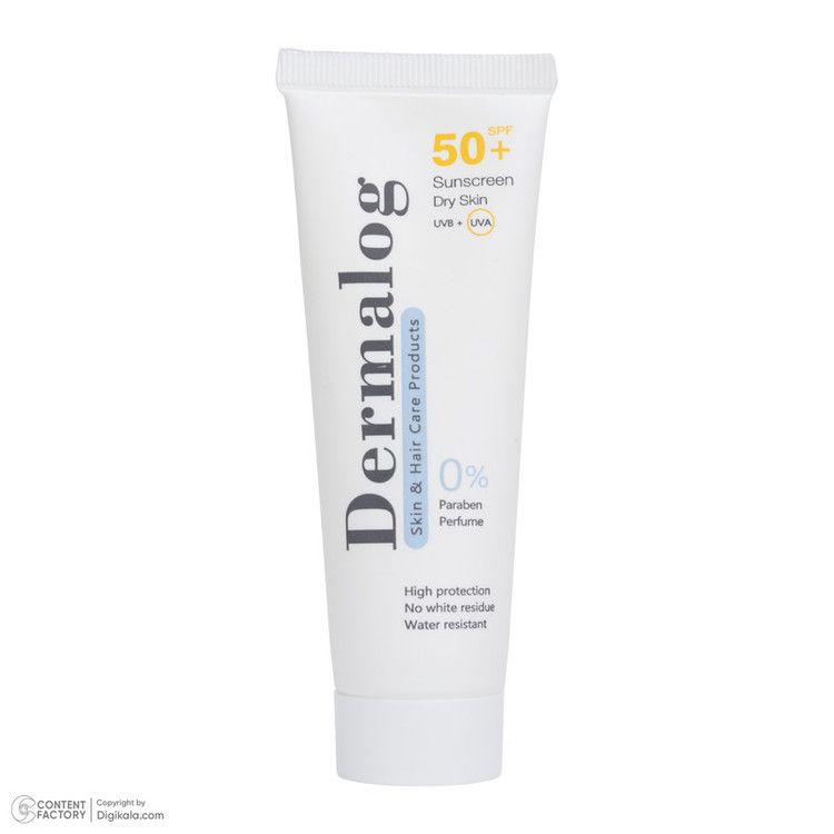 کرم ضد آفتاب بیرنگ صورت درمالوگ SPF 50 مدل 01 محافظ در برابر اشعه UVA و UVB مناسب برای پوست خشک حجم ۵۰ میلیلیتر