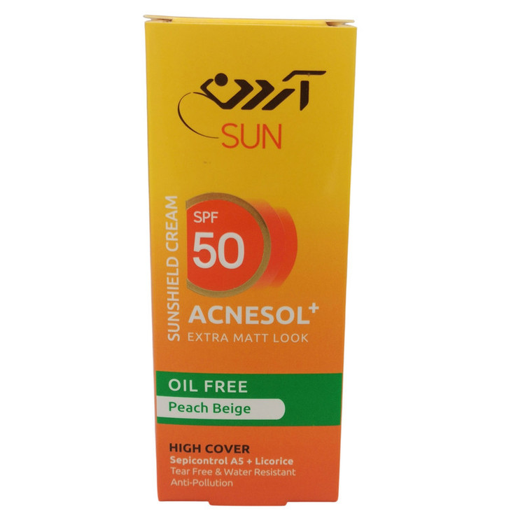 کرم ضد آفتاب رنگی آردن سان SPF 50 مدل Peach Beige محافظ UVA،UVB مناسب انواع پوست حجم 50 میلی لیتر مجموعه دو عددی 