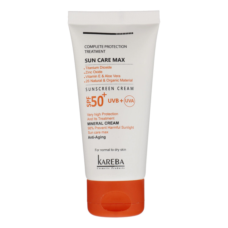 کرم ضد آفتاب بدون رنگ کاربا SPF50 مدل 50 مناسب انوع پوست حجم 50 میلی‌لیتر