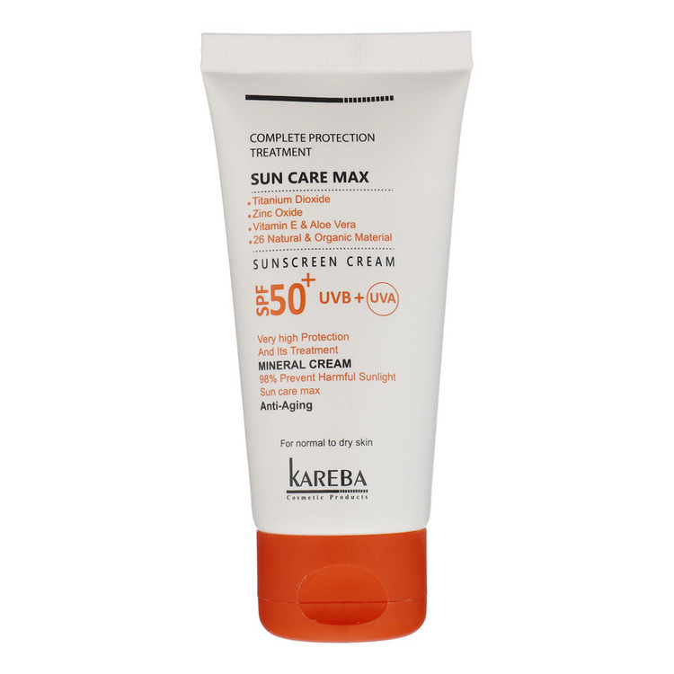 کرم ضد آفتاب بدون رنگ کاربا SPF50 مدل 50 مناسب انوع پوست حجم 50 میلیلیتر