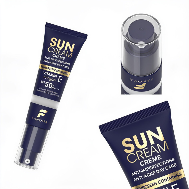 کرم ضد آفتاب بیرنگ صورت فانوما SPF 50 مدل ضدآفتاب بدون چربی و ضدجوش فانوما بی رنگ مناسب برای انواع پوست حجم 35 میلیلیتر