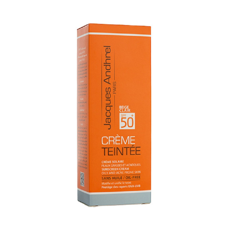 کرم ضد آفتاب رنگی ژاک آندرل پاریس SPF 50 مدل TEINTEE02 مناسب برای پوست چرب حجم 50 میلیلیتر
