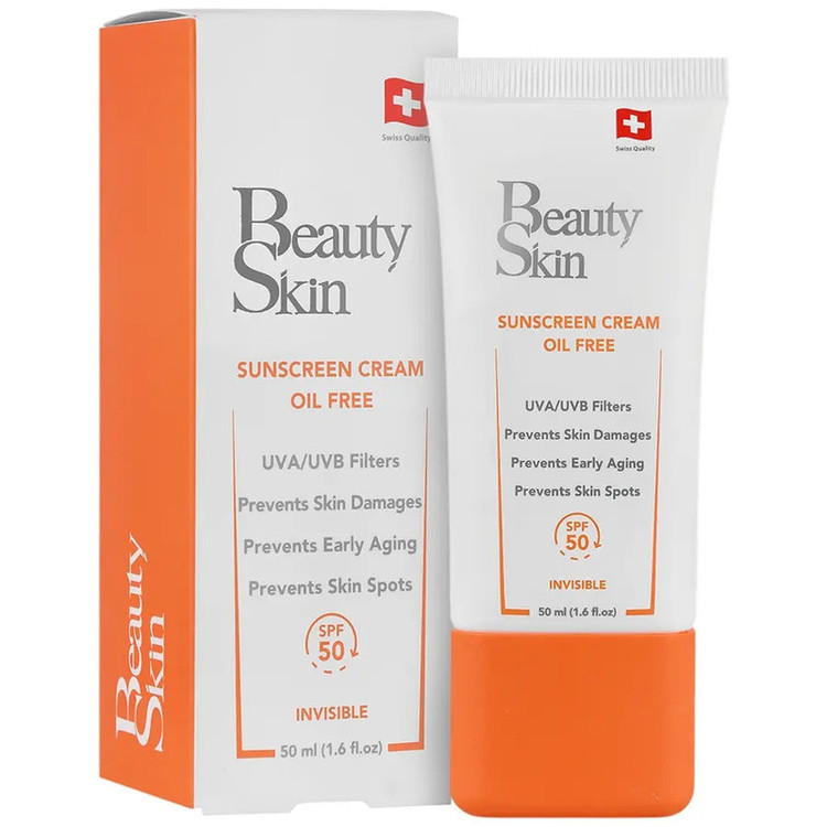 کرم ضد آفتاب بدون رنگ بی اس بیوتی اسکین SPF 50 مدل OF-IN مناسب برای پوست های چرب حجم 50 میلیلیتر
