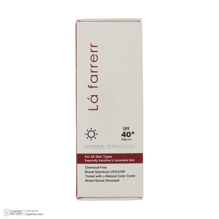 کرم ضد آفتاب رنگی لافارر SPF 40 مدل مینرال حاوی محافظ UVA و UVB و PA+++ مناسب انواع پوست حجم 40 میلیلیتر