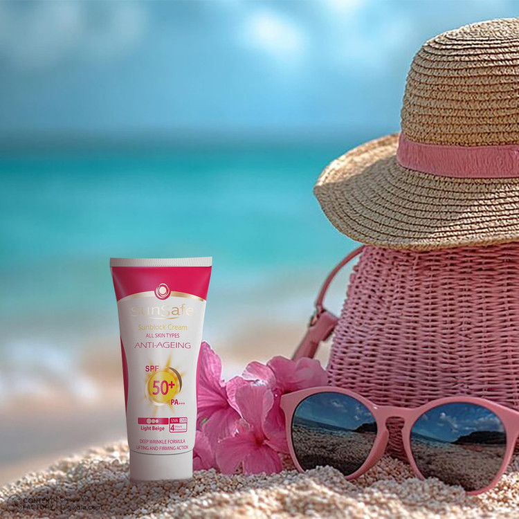 کرم ضدآفتاب و ضدچروک رنگی سانسیف مدل SPF50 مناسب انواع پوست، حجم 50 میلیلیتر