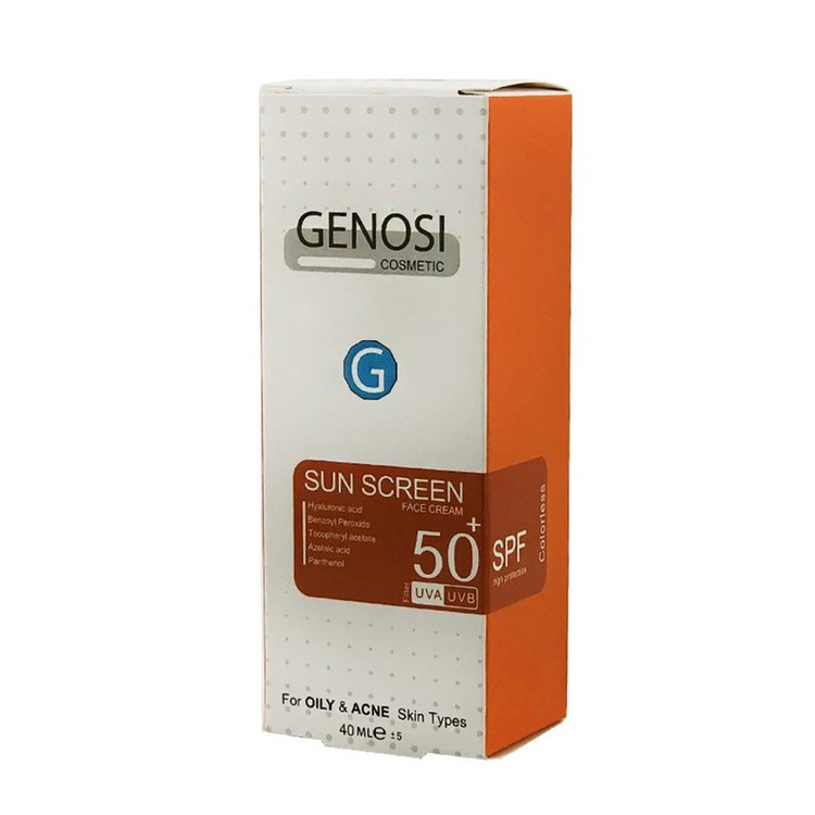 کرم ضد آفتاب بیرنگ گنوسی SPF 50 مدل هیالورونیک اسید محافظ در برابر UVA/UVB مناسب برای پوست چرب حجم 40 میلیلیتر