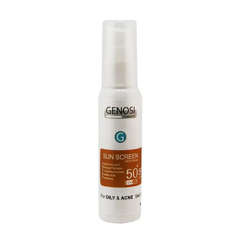 کرم ضد آفتاب بی‌رنگ گنوسی SPF 50 مدل هیالورونیک اسید ‌محافظ در برابر  UVA/UVB مناسب برای پوست چرب حجم 40 میلی‌لیتر