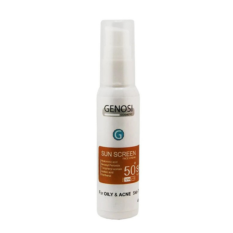 کرم ضد آفتاب بیرنگ گنوسی SPF 50 مدل هیالورونیک اسید محافظ در برابر UVA/UVB مناسب برای پوست چرب حجم 40 میلیلیتر