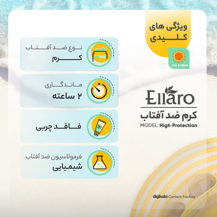 کرم ضد آفتاب رنگی الارو SPF30 مدل High Protection محافظ UVA ،UVB، ضد جوش و آکنه، ضد آب، ضد حساسیت، مناسب پوست چرب تحت لیسانس حجم 40 میلیلیتر