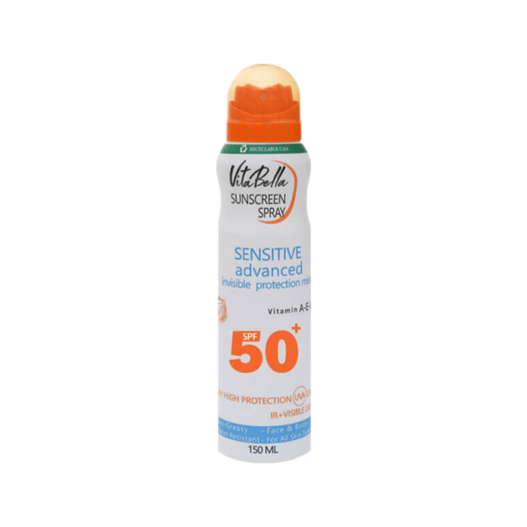 اسپری ضد آفتاب بدون رنگ ویتابلا SPF 50 مدل sun مناسب انواع پوست حجم 150 میلیلیتر