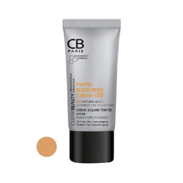 کرم ضد آفتاب رنگی سی بی پاریس spf50 مدل NB-CO مناسب پوست های چرب حجم 40 میلی لیتر