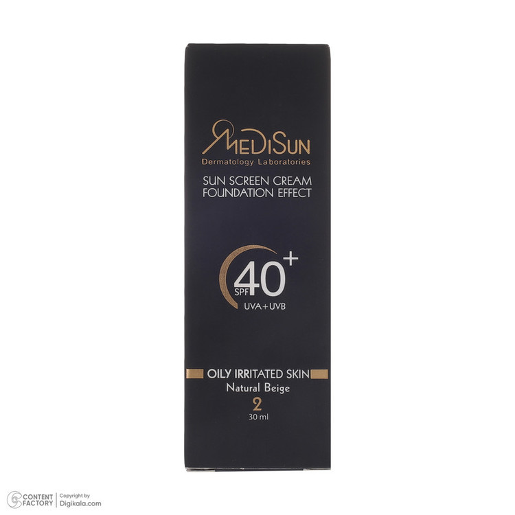 کرم ضد آفتاب رنگی مدیسان SPF40 مدل 02 مناسب پوستهای چرب حجم 30 میلیلیتر