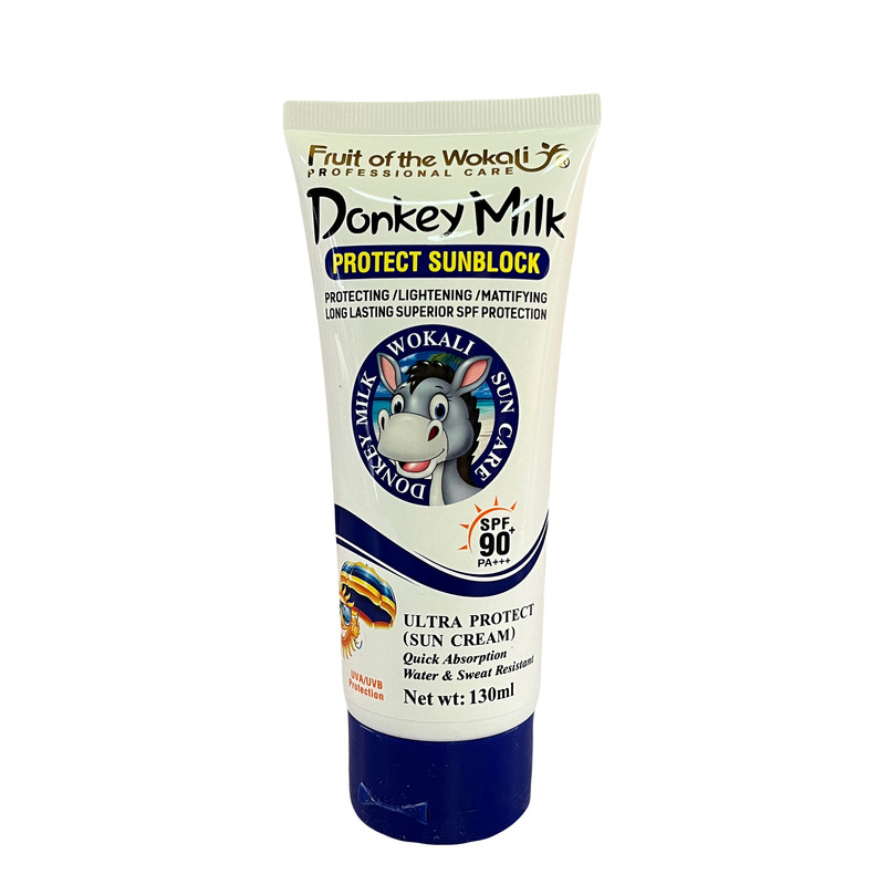 کرم ضد آفتاب بی‌رنگ صورت، گردن، بدن وکالی SPF 90 مدل شیر الاغ ‌مناسب برای انواع پوست حجم 130 میلی‌لیتر