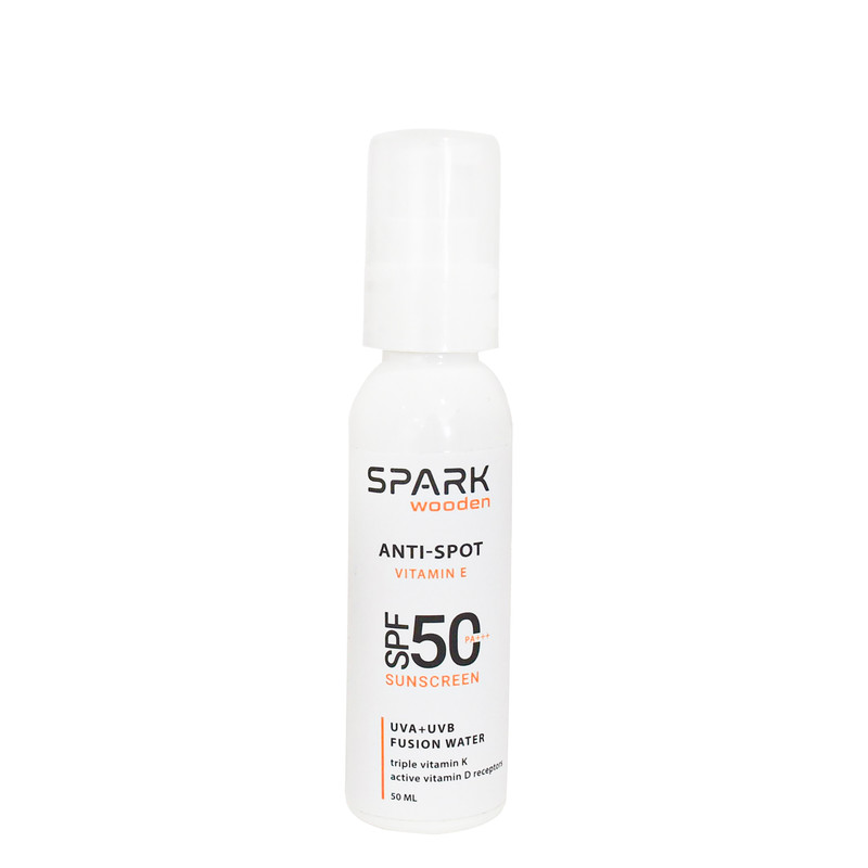 کرم ضد آفتاب بی‌رنگ دست و صورت و بدن اسپارک وودن SPF 50 مدل ویتامین E ‌مناسب برای انواع پوست حجم 50 میلی‌لیتر