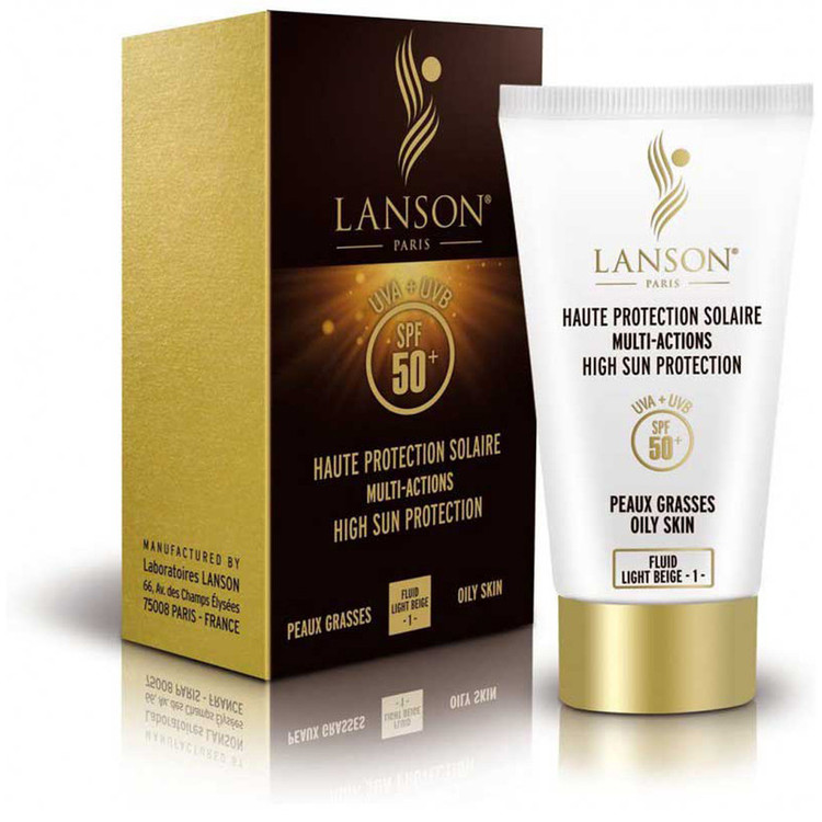 فلوئید ضد آفتاب رنگی لانسون مدل SPF60 شماره 1.5 محافظ UVA ،UVB، مناسب پوست چرب حجم 40 میلیلیتر