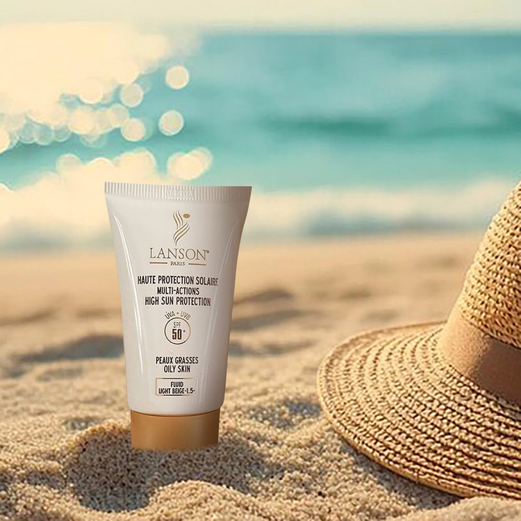 فلوئید ضد آفتاب رنگی لانسون مدل SPF60 شماره 1.5 محافظ UVA ،UVB، مناسب پوست چرب حجم 40 میلیلیتر