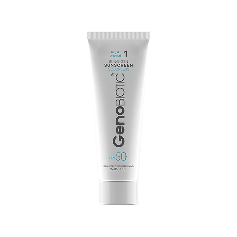 کرم ضد آفتاب بی‌رنگ دست و صورت ژنوبایوتیک SPF 50 مدل SUNO-GEN-D محافظ UVA ،UVB، ‌مناسب برای پوست های خشک و معمولی حجم 50 میلی‌لیتر