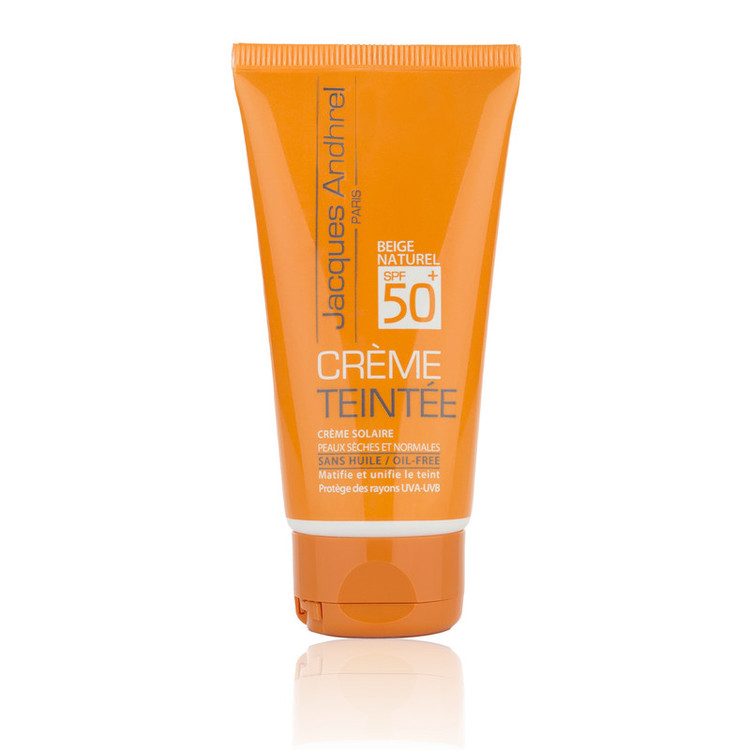 کرم ضد آفتاب رنگی ژاک آندرل پاریس SPF 50 مدل طبیعی محافظ UVA/UVB مناسب برای پوست خشک حجم 50 میلیلیتر