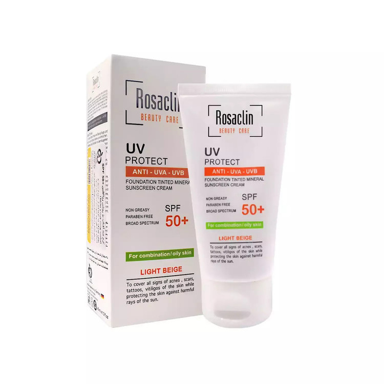 کرم ضد آفتاب رزاکلین مدل Oily light beige حجم 40 میلی لیتر