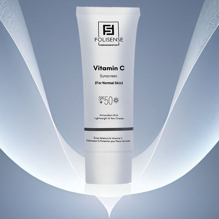 کرم ضد آفتاب بیرنگ صورت فولیسنس SPF 50 مدل Vitamin C محافظ در برابر UVA/UVB مناسب برای انواع پوست حجم 40 میلیلیتر